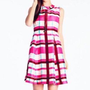 Kate Spade Pink Plaid Silk Dress Sz 12
